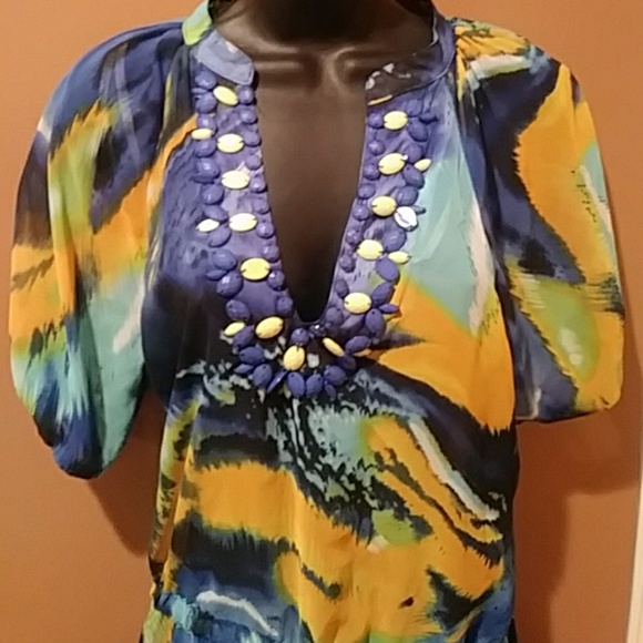 Beautiful Marine Blu Blouse sz Medium - Picture 2 of 7